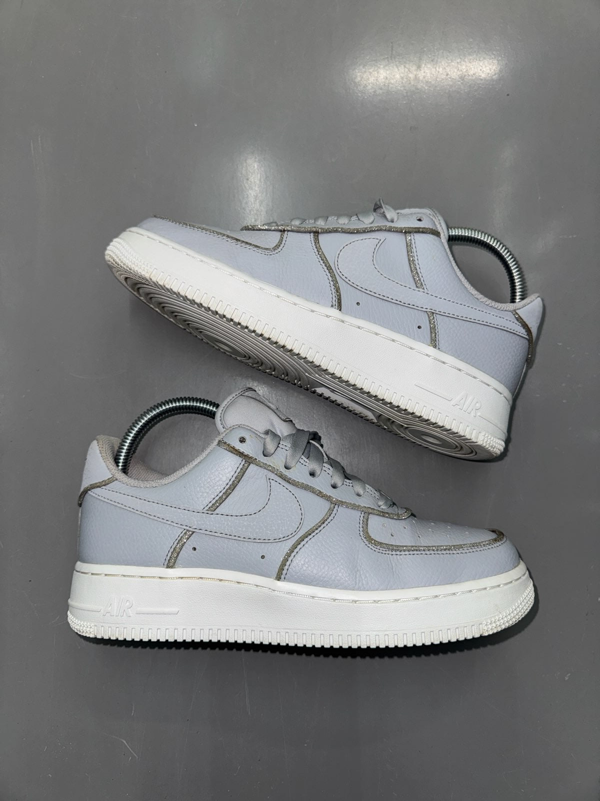 🔥 Nike Airforce One 1 Silver Glitter - RRP £120 - Size Uk 5