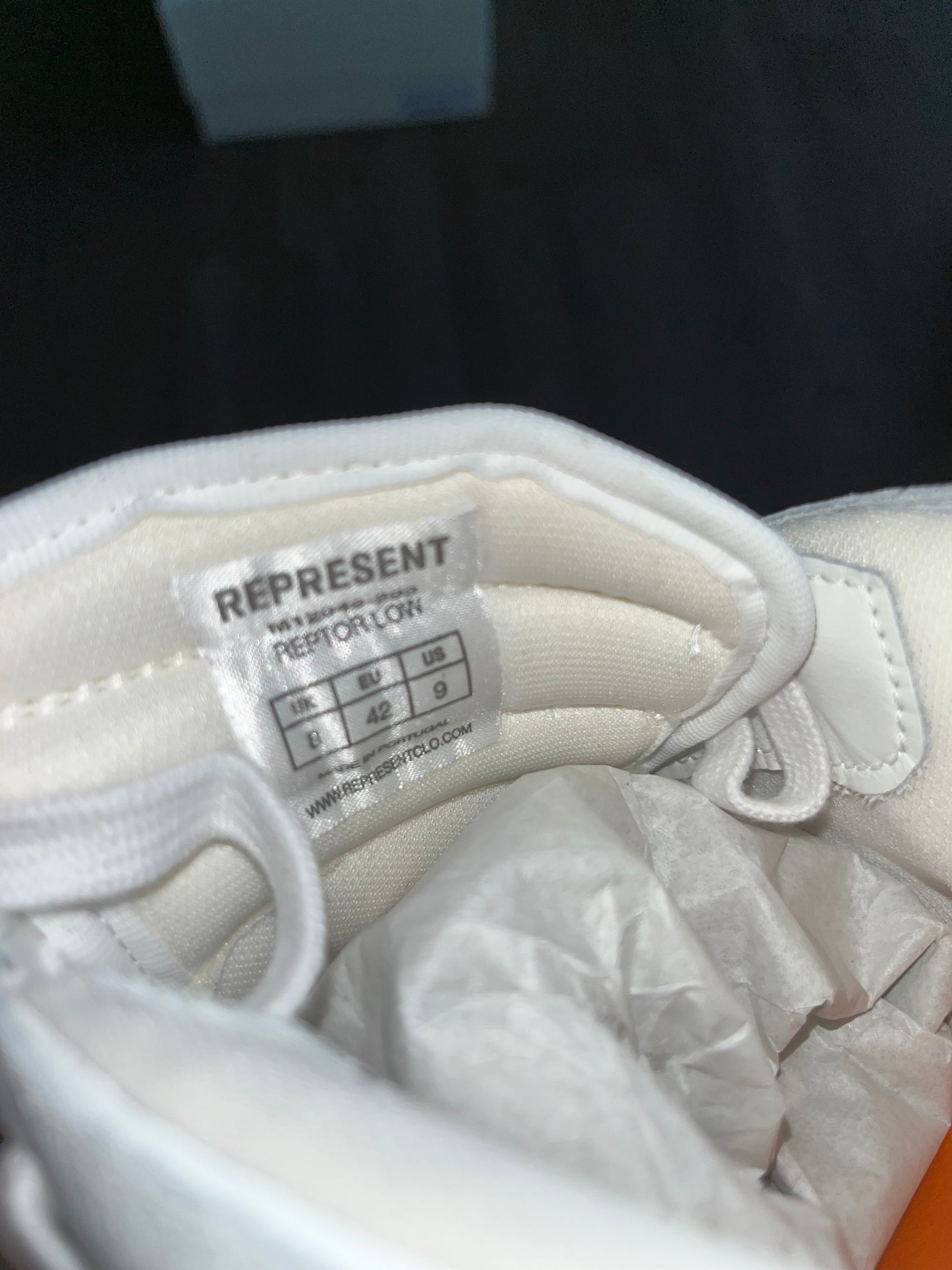 🔥 Represent Reptor Low Flat White - RRP £195 - Size Uk 8