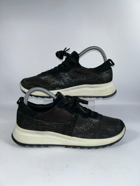 🔥 Clarks Low Black Glitter Trainers Shoes Sneaker - RRP £55 - Size Uk 5.5