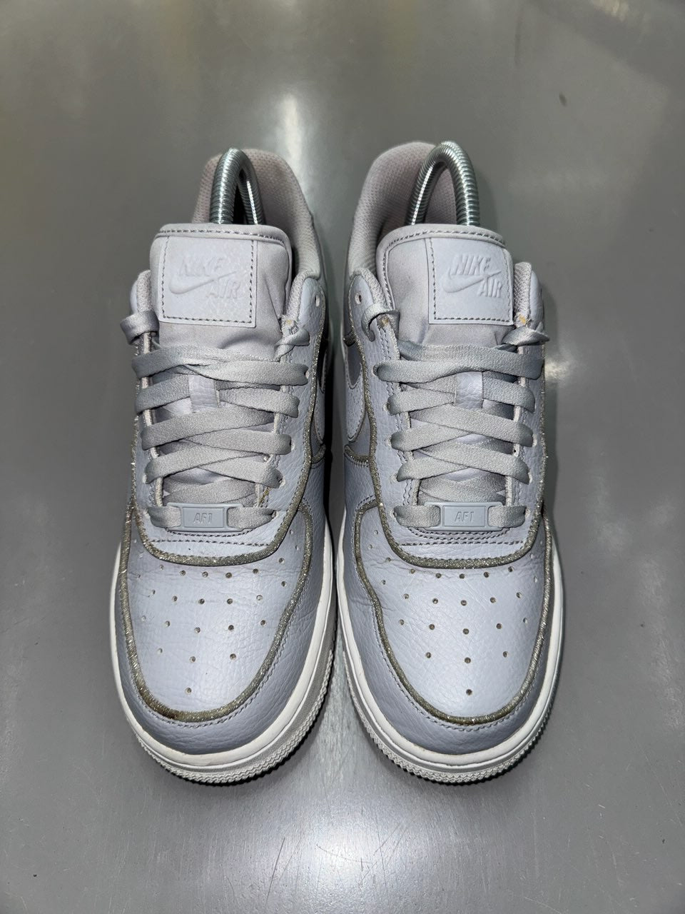 🔥 Nike Airforce One 1 Silver Glitter - RRP £120 - Size Uk 5